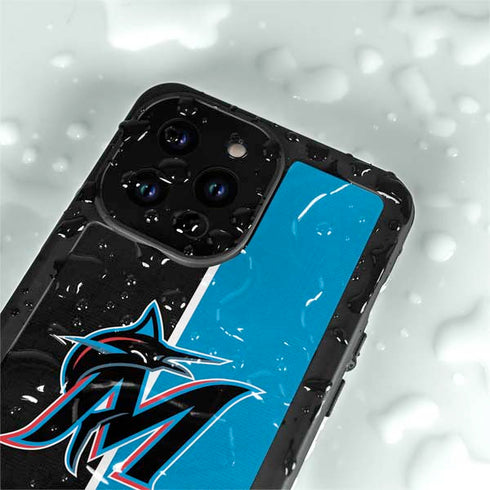 MLB Miami Marlins Split iPhone 15 Pro Waterproof Case